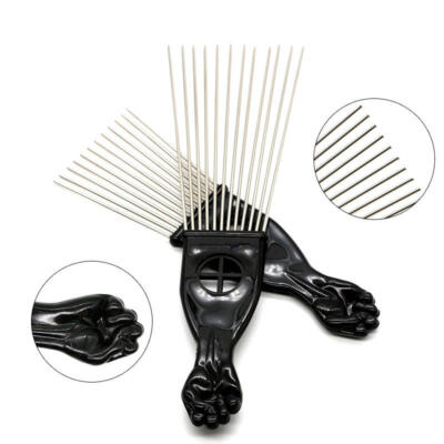 Afro Comb With Metal Bristles (Black)