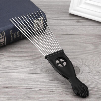 Afro Comb With Metal Bristles (Black) - Image 2