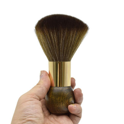 Barber Neck Brush (Light Wooden Brown) WITH GOLD